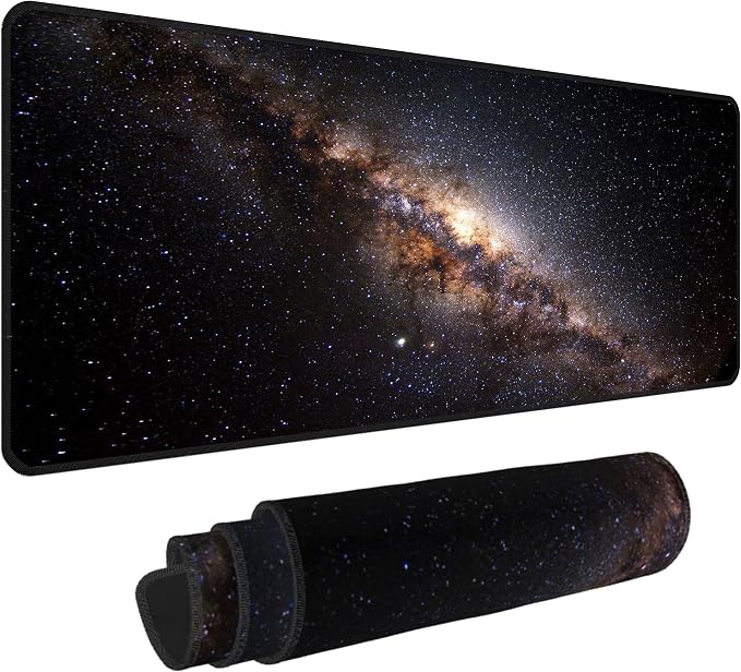 Galaxy Space Desk Mat, XL 31.5"x11.8" Large Mouse Pad, Starry Sky Extended Gaming Mouse Mat,Non-Slip Rubber Base Waterproof with Stitched Edges for Gaming Office Home Decor by Unknown