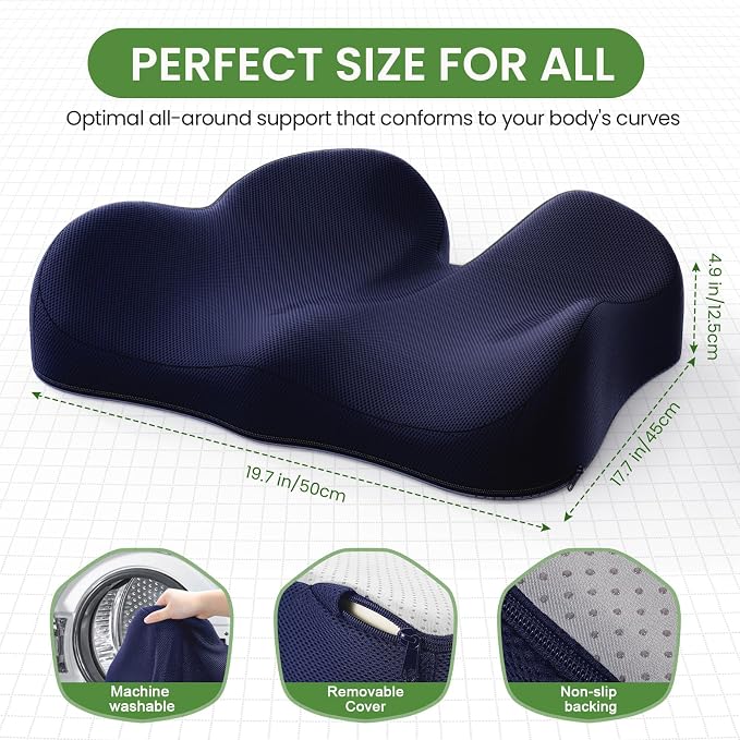 A-Pce Ergonomic Seat Cushion, Non-Slip Seat Cushion for Office Chair, Blue | Relieves Sciatica, Lower Back & Coccyx Pain, Suitable for Office Chair, Car Seat & Driving - Image 5