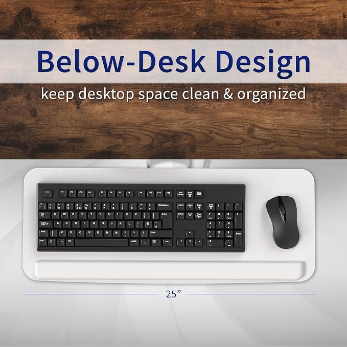VIVO Adjustable 25 x 10 inch Computer Keyboard and Mouse Platform Tray Ergonomic Under Table Desk Mount Drawer Underdesk Shelf, White, MOUNT-KB03W - Image 8