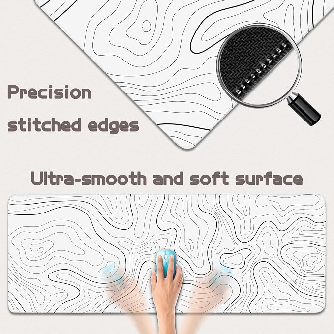 Gaming Mouse Pad - (31.5"×11.8") Topographic Large Mouse Pads for Desk - Desk Mat for Keyboard and Mouse with Non-Slip Base, Desks Pad Matfor Game/Office & Home - Image 2