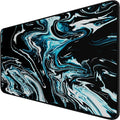 Gaming Mouse Pad with Stitched Edges, Durable Non-Slip Natural Rubber Base, Waterproof Computer Keyboard Pad Mat for Esports Pros/Gamer/Desktop/Office/Home - Marble Cyan by Hsmienk