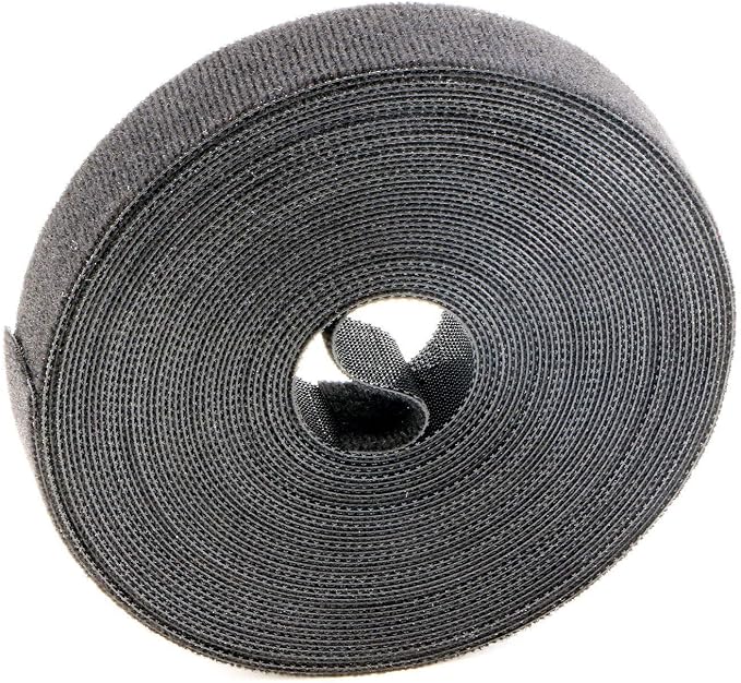 Reusable Fastening Tape Cable Ties 3/4 Inch Double Side Hook Roll (10 Yard, Black Upgraded Version) by SAISN