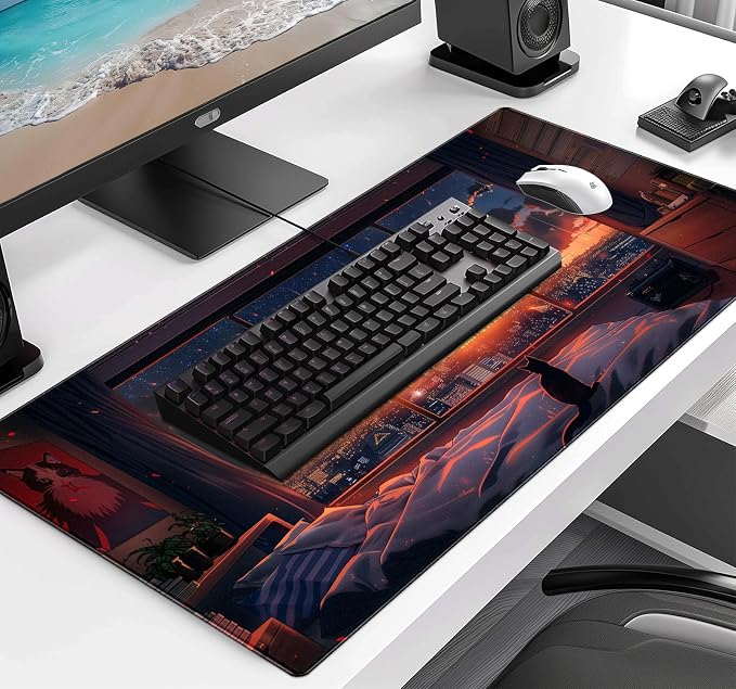 Sunset Night Cat Mouse Pad, Summer Night Scene Decoration Game Table Pad XL | Large Extended Mouse Pad; Full Desk Coverage; Waterproof Coating; Stable Anti-Slide Base For Gaming, Office, Study Daily Use - Image 3