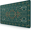 iCasso Aesthetic Flower Mouse Pad,23.6x13.7in,Deep Green | Vintage Desk Matt for Desktop, Anti-Slip Mousepad with Stitched Edges for Laptop Computer Keyboard by iCasso