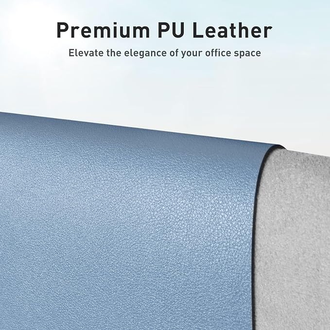 Aothia Faux Leather Desk Mat – Large Mouse Pad, Non-Slip PU Leather Blotter, Waterproof Writing Surface for Office and Home (Denim Blue, 47.2" x 23.6") - Image 2