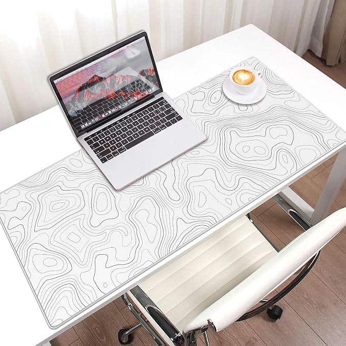 JIALONG White Topographic Large Gaming Mouse Pad, XXL Mousepad, Big Mouse Mat Desk Pad for Keyboard and Mouse, Gaming Computer Laptop PC Desk Office Accessories - Image 6