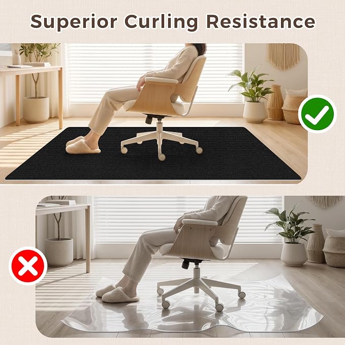 Sycoodeal Office Chair Mat for Hardwood Floor,Slip Resistant Floor Mat for Rolling Chairs,Easy to Clean,Large Floor Protector Office Computer Gaming Chair,Black(36"x55") - Image 5