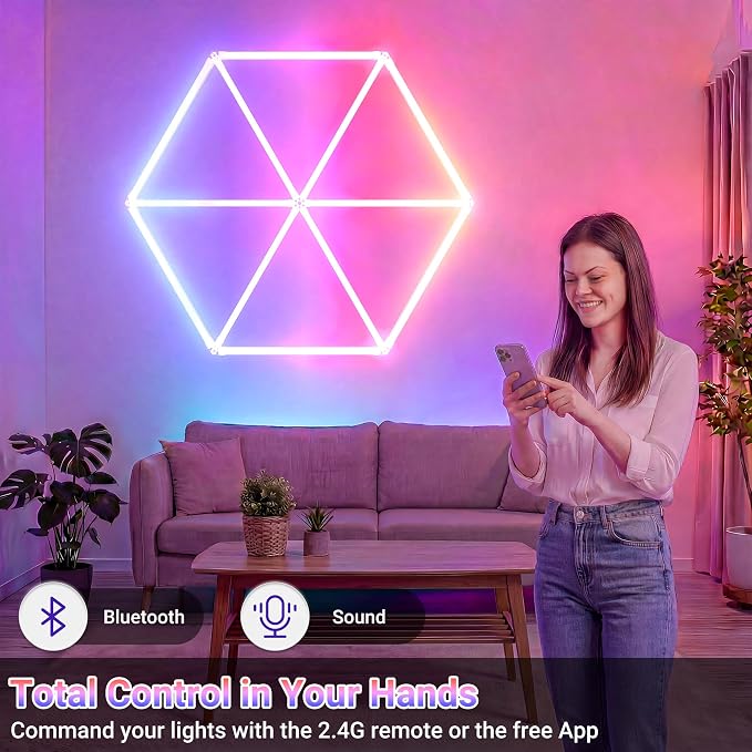 RGB Hexagon Lights - Music Sync & Remote Control & 358+ Color Changing Honeycomb Lights for Garage, Gaming Room, Gym, Bar, Ceiling, Basement, Party Decoration - Image 6