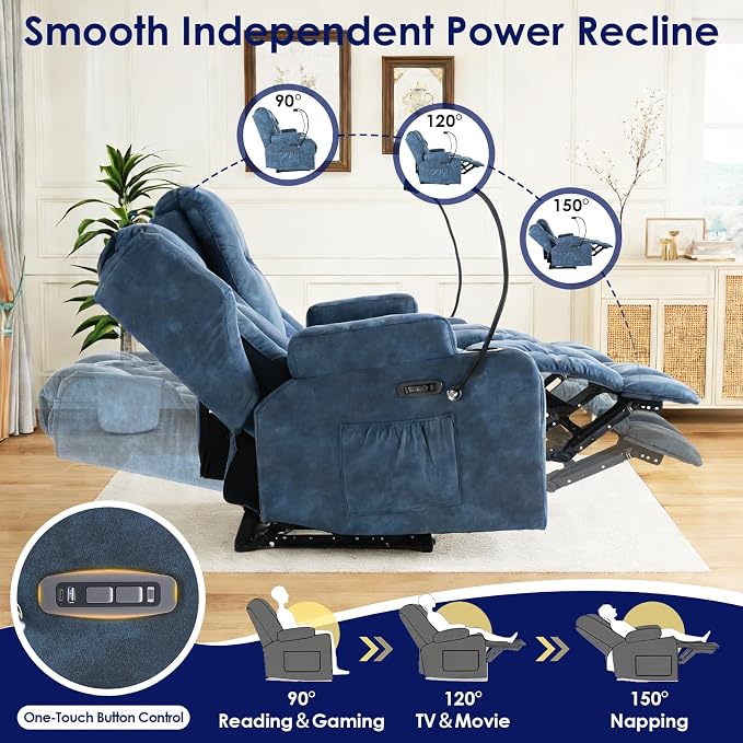 Redlife Power Loveseat Recliner Sofa with Console, Blue LED Lights - Image 4