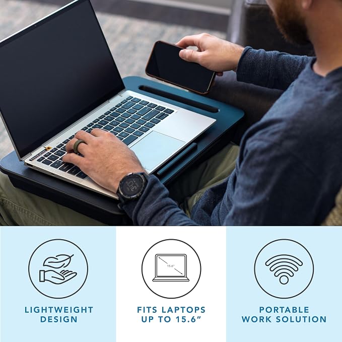 LAPGEAR Sidekick Lap Desk - Black, Fits 15.6” Laptops - Image 2