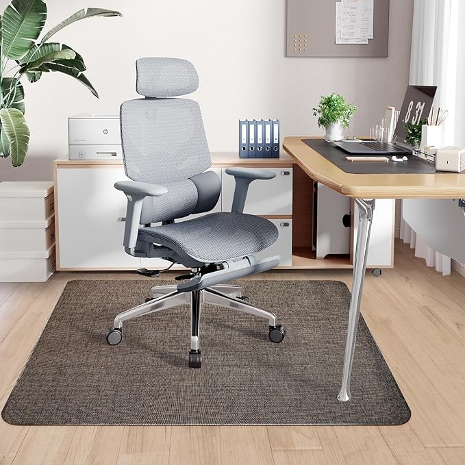Sycoodeal Office Chair Mat for Hardwood & Tile Floor,Computer Gaming Chair Mat for Rolling Chairs Non-Curve, Anti-Slip, Heavy Duty Floor Protector for Home Office,Dark Coffee (48" x 55") - Image 3