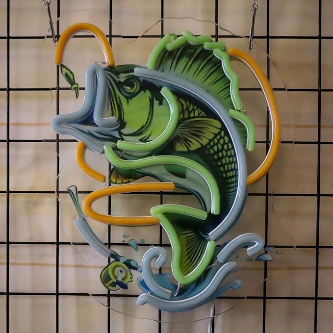 Fishing Neon Sign with UV Printed Backboard, LED Neon Light for Bar, Fishing Room, Man Cave, Garage, Game Room, Nautical Wall Decor - Image 3