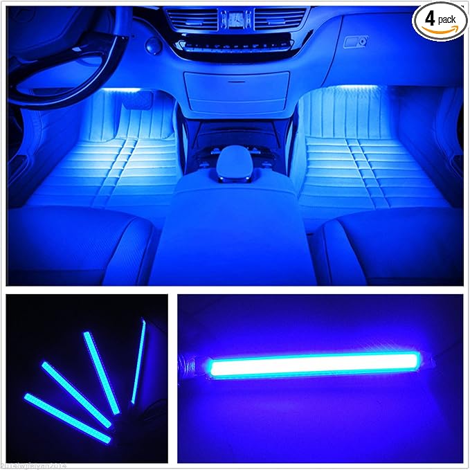 4PCS 48 LED Car Interior Lights, Blue Under Dash Light Kit by EJsSUPERCAR