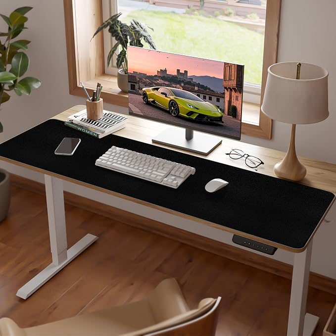 Leather Desk Pad Mat, Large Black Desk Mat, 47.2" x 16.9" | Non-slip and Waterproof Computer Mat, Desk Protector for Office/Home, Desk Accessories - Image 4