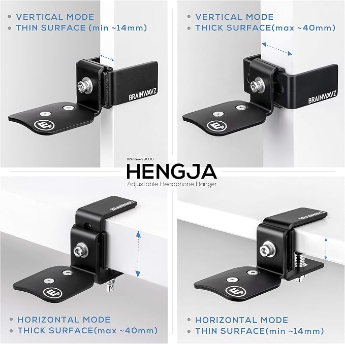 BRAINWAVZ Hengja - The Desk Headphone Stand Hanger Mount, All Metal, Rotatable Mount, PC & Gaming Headset Holder - Image 6