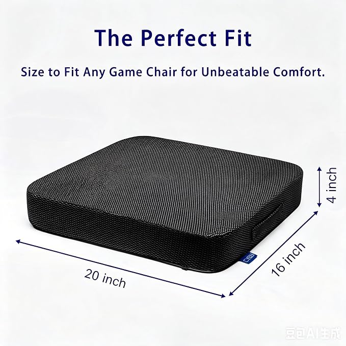 Ifoam Gel Infused Memory Foam Layer Wheelchair Cushion - Seat Cushion for Wheelchair-Office Chair, Kitchen Chair-Pressure Sore and Tailbone Pain Relief-High Dense Polyfoam Base (Black, 20×16×4 inch) - Image 2