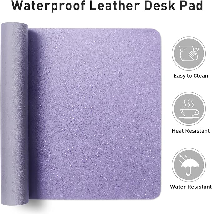Aothia Faux Leather Desk Mat (Light Purple, 36" x 17") - Image 7