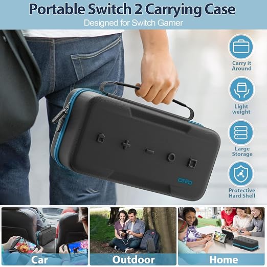 OIVO Carrying Case Compatible with 2025 Nintendo Switch, Portable Switch 2 Travel Carry Case Fit for Joy-Con 2 & Adapter, Hard Shell Protective Pouch Bag with 24 Game Slots, Purple - Image 7