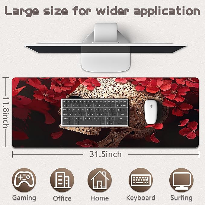 Gaming Mouse Pad - (31.5"×11.8") Skull Large Mouse Pads for Desk - Desk Mat for Keyboard and Mouse with Non-Slip Base, Desks Pad Matfor Game/Office & Home - Image 5