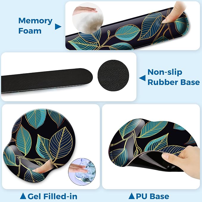 Mouse Pad and Keyboard Wrist Rest Support,Ergonomic Mouse Pad Set - Image 4