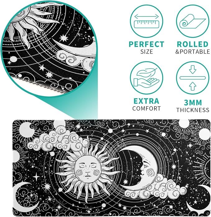 Magic Astrology Extended Big Mouse Pad Large, Gaming Mouse Pad Desk Pad,27.6x11.8 Inch Long Computer Keyboard Mouse Mat Black Mousepad with 3mm Non-Slip Base and Stitched Edge for Gaming and Office - Image 5