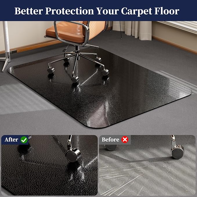 Desk Chair Mat for Carpet 36"x48" for Low Pile Carpets, Black | Non-Slip Studded,2.2MM Thick Carpet Chair Mat，Transparent PVC Computer Chair Mat, Easy Glide, Scratch-Resistant - Image 4