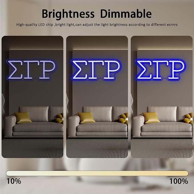 Sigma Gamma Rho Neon Light Sign, Dimmable LED Sorority Greek Lettering 11.8 x 5.1 in, Elegant Sorority Neon Signs Wall Decor for Girls Kids Room Bedroom Bar Birthday Gifts (Blue) - Image 4