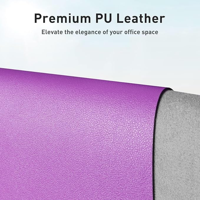Aothia Leather Desk Pad Protector, Office Desk Mat, Large Mouse Pad, Non-Slip PU Leather Desk Blotter, Laptop Desk Pad, Waterproof Desk Writing Pad for Office and Home (48"x17", Iris Violet) - Image 2