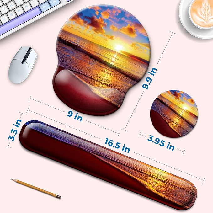 Mouse Pad and Keyboard Wrist Rest Support,Ergonomic Mouse Pad Set - Image 2