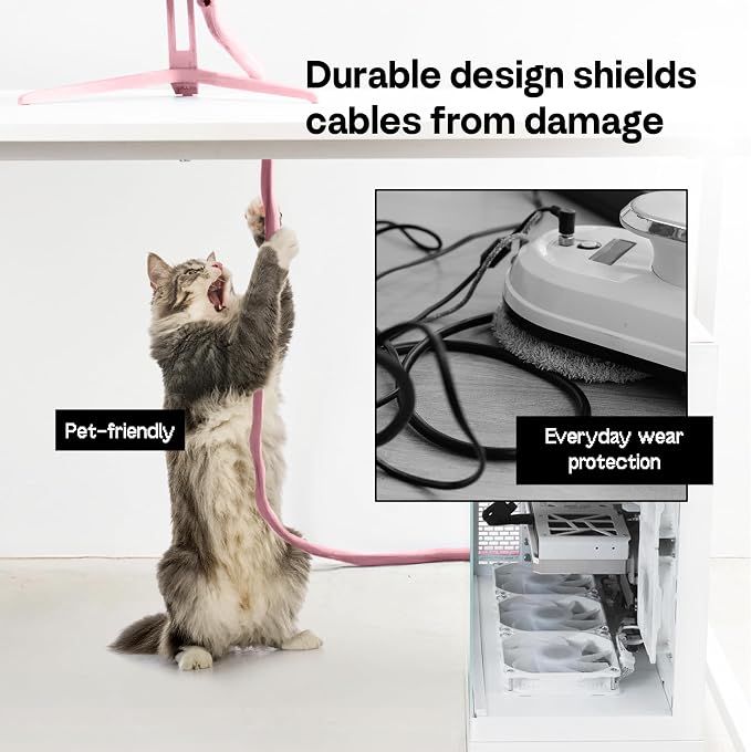 Pixio 10FT Tubing Cable Sleeve – Pink 1/2 inch Flexible Cable Management Sleeve for PC, Gaming, TV & Office, Wire Organizer for Desk Cable Cleanup - Image 3