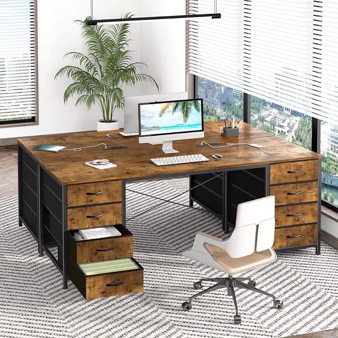 60 Inch Computer Desk with 8 Drawers for Home Office, Bedroom, Living Room - Image 8