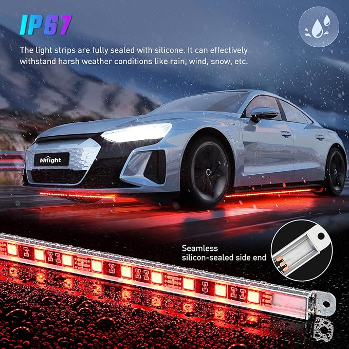 Nilight 8PCS Aluminum RGB Underglow LED Strip Lights with APP & Remote - Image 4