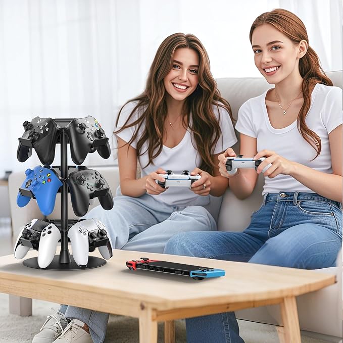 Kosker Headset Stand 3 Tiers for Desk, Rotatable Gaming Controller Stand for PS5/PS4/Xbox/Switch2/PS Portal/Phone, Universal PC Gamer Gift Accessory Controller/Headphone Holder for 9 Packs Controller - Image 6