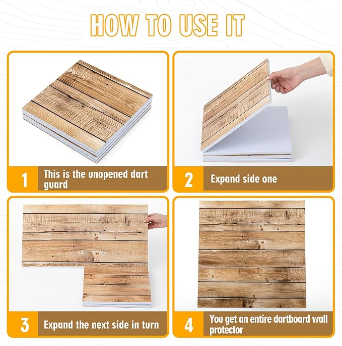 Hahafelt Felt Wood Grain Dart Board Wall Protectors Square Dart Board Backing Tiles Dartboard Backboard Cork Backboards Alternative - Image 4