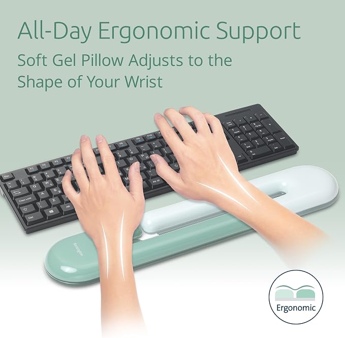 Kensington Duo Gel Loop Wrist Rest for Keyboard, Wrist Pad for Full Size Keyboard, Ergonomic Wrist Pad, Non-Skid Computer Pad with Wrist Support, Green K62680WW, 17.7" x 3.7"x 0.9” - Image 2
