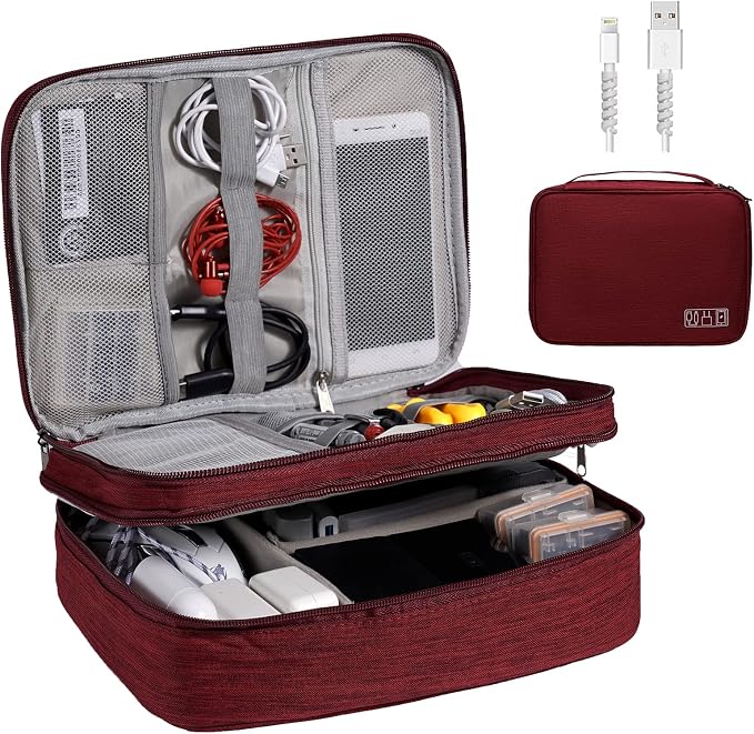 OrgaWise Electronics Organizer, Electronic Accessories Bag Travel Cable Organizer Three-Layer for iPad Mini, Kindle, Hard Drives, Cables, Chargers by OrgaWise