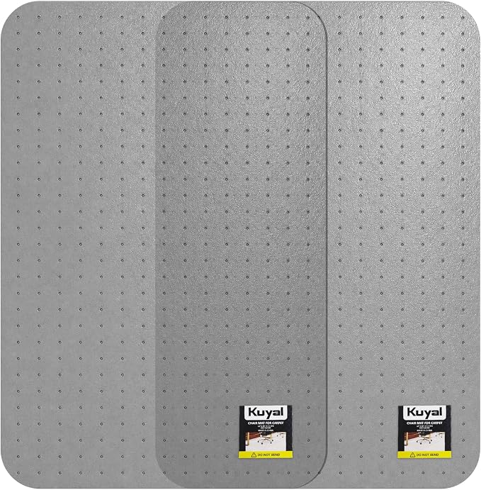 Kuyal Office Chair Mat for Carpet, Set of 2, Heavy Duty Computer Chair Mat | 32''x48'', Under Desk Protector Carpeted Gray Floors Mat, Easy Chair Movement, Ship Flat, Gray by Kuyal