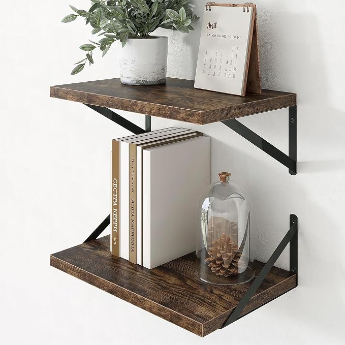 Axeman Deep Floating Shelves, 18'' x 12'' Brown Wall Shelves Set of 2 by Axeman