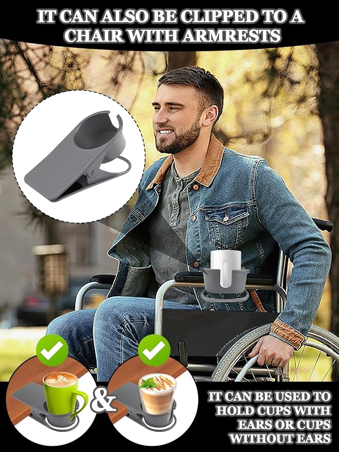 2PCS Clip on Drink Holder for Beach Chair, Desk Cup Holder with Groove - Image 5