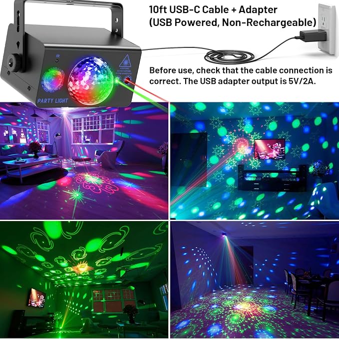 Party Lights Dj Disco Ball Light, LED Stage Strobe Lights Sound Activated with Remote Control for Xmas Club Bar Parties Holiday Christmas Birthday Wedding Home Decorations - Image 2