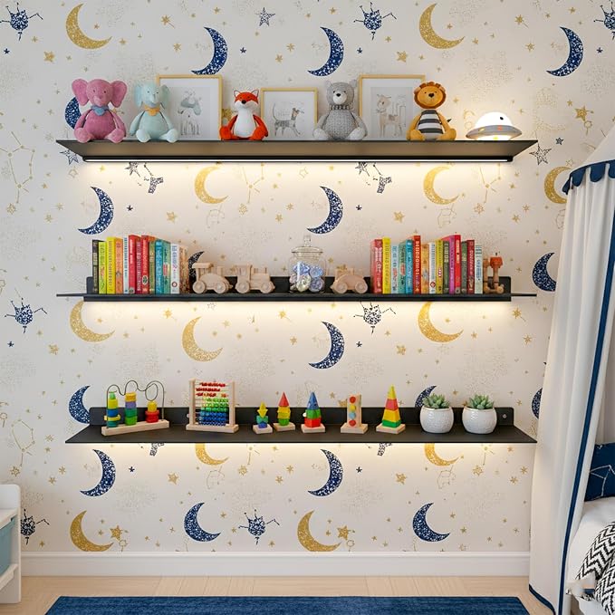SIMOND STORE Black Metal Shelf 36" X 8" X 2.5" Wall Mount Shelf for Storage - Image 6