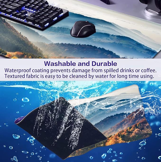 Large Mountain View Patterned Mouse Pad, Anti Slip Gaming Keyboard Desk Pad | Large Extended Mouse Pad; Full Desk Coverage; Waterproof Coating; Stable Anti-Slide Base For Gaming, Office, Study Daily Use - Image 7