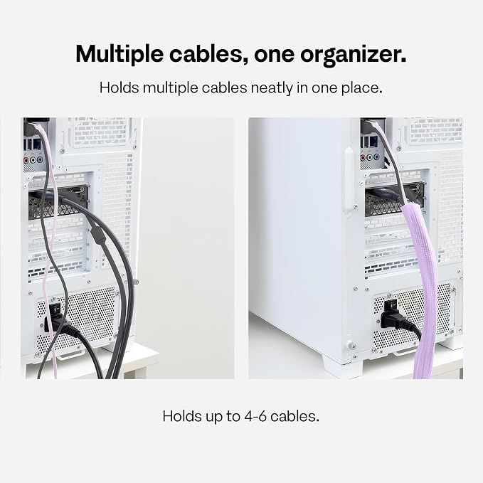 Pixio 10FT Tubing Cable Sleeve – Purple 1/2 inch Flexible Cable Management Sleeve for PC, Gaming, TV & Office, Wire Organizer for Desk Cable Cleanup - Image 4