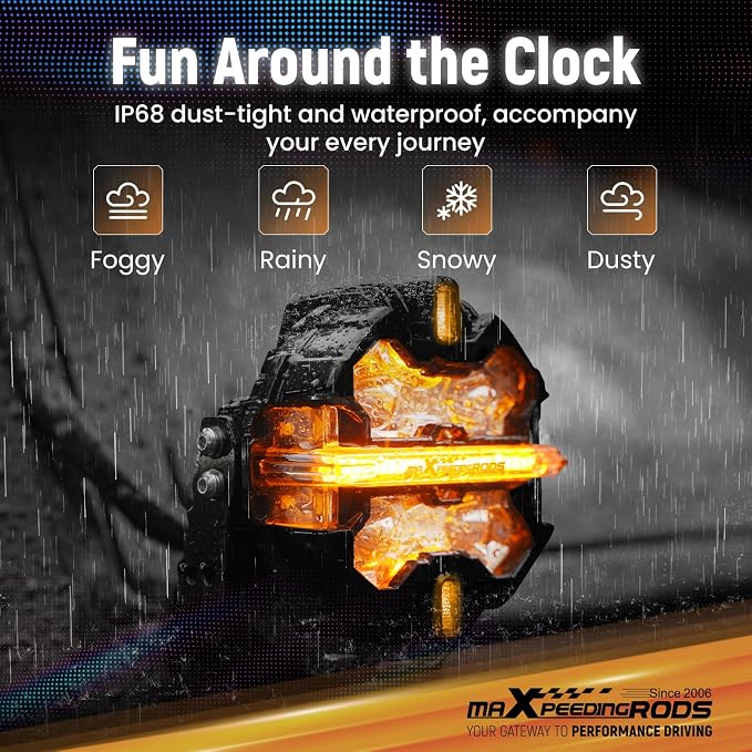 maXpeedingrods RGB LED Off Road Pod Lights 5" 212W w/7 Colors Side Shooter - Image 5