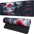 FreeNook Large Gaming Mouse Pad, Anime Black Mousepad with Stitched Edges, Expanded Cool Desk Mat, Japanese Red Moon XL Keyboard Mat Suitable for Home Office,47.2 x 23.6 Inch by Unknown