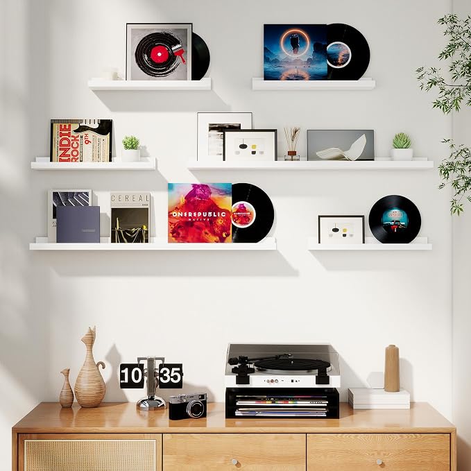 Picture Ledge Shelf, Floating Shelves for Wall Decor, White, Set of 6, 55'' - Image 2