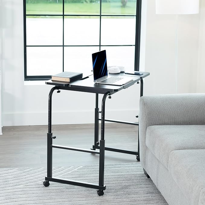 VIVO Mobile Over the Bed and Recliner Table, Tilting Laptop Tray with Height and Length Frame Adjustment, Ergonomic Overbed Kids and Adult Desk on Wheels, Black, DESK-V202B - Image 8