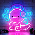 Cute Axolotl Gaming Neon Sign with Headset & Controller,LED Neon Wall Light for Gamer Room Decor,USB Powered Dimmable Neon Light for Bedroom,Teens Room,Game Setup by YourVibeYourNeon