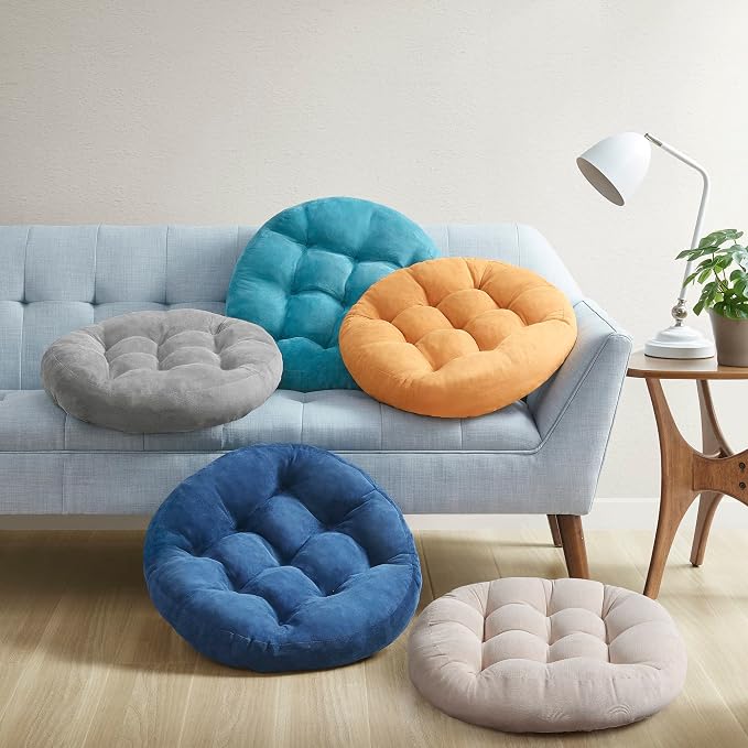 Meditation Cushions Set of 6, Large Floor Pillow for Adults, 22 Inch Round | Reading nook use, Zen relaxation, Tatami seating, Corduroy cover, 3.5 in thick, Shredded memory foam fill, Beige yoga pad - Image 6