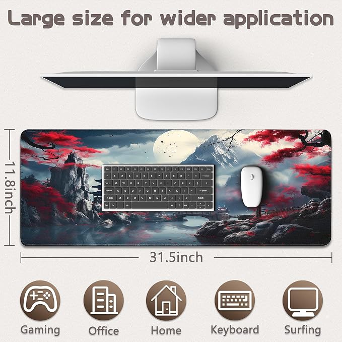 Gaming Mouse Pad - (31.5"×11.8") Japanese Anime Large Mouse Pads for Desk - Desk Mat for Keyboard and Mouse with Non-Slip Base, Desks Pad Matfor Game/Office & Home - Image 5